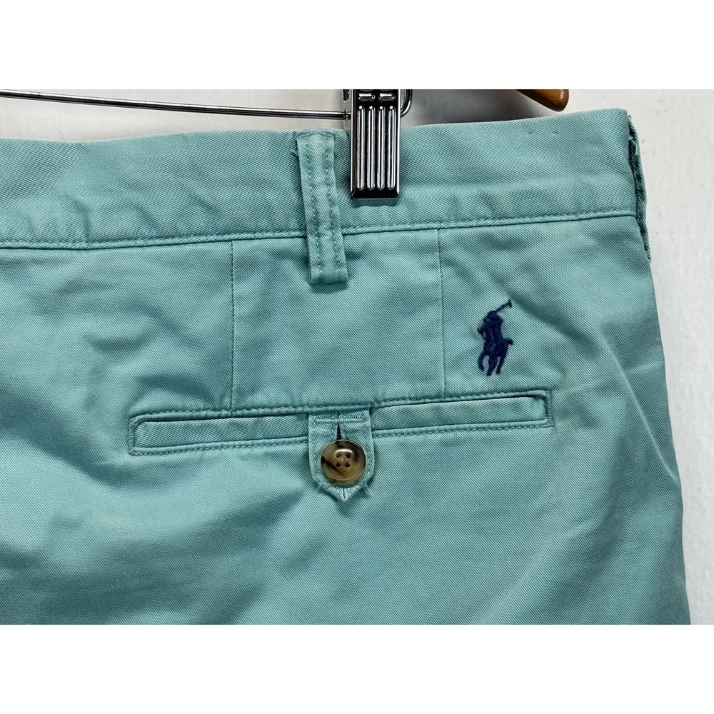 Men's Polo Ralph Lauren Chino Shorts Sz 38 Blue Green Color Flat Front Slim Fit